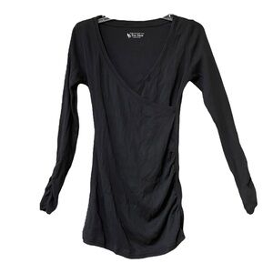 Y2K Victoria’s Secret Tee Shop Plunging V Neck Wrap Top Ribbed Long Sleeve Tee